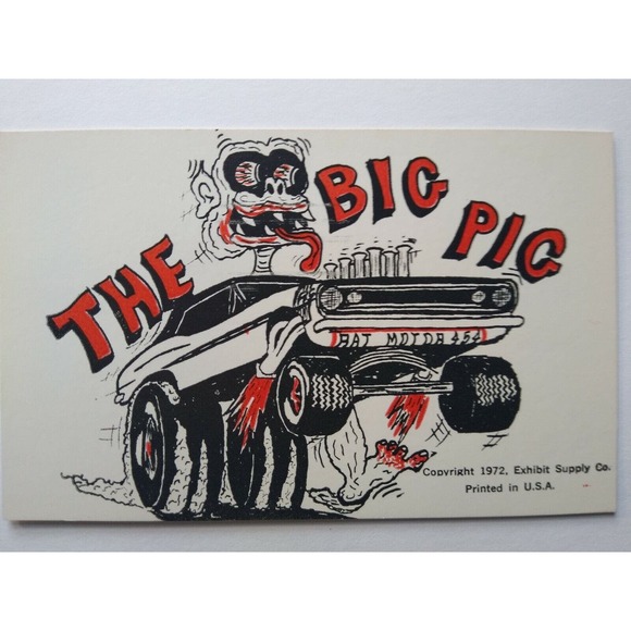 Hot Rod Postcard Chevrolet Big Pig Rat Motor 454 Monster Car Auto Racer Card '72 - Picture 3 of 3